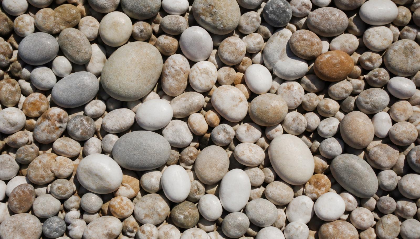 Natural white, grey and brown landscaping pebbles